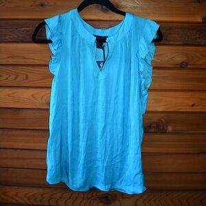 Rachel Zoe Aqua Ruffled Blouse